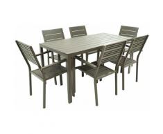 Set Tavolo E 6 Sedie Da Giardino In Acciaio Altair Marrone
