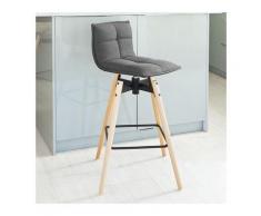 Sgabello alta da Bar con poggiapiedi,Sedia girevole,in legno di faggio,grigio, FST45-DG - Sobuy
