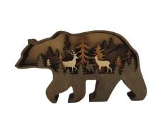 Ilovemilan - Animali della foresta Decorazioni per la casa in legno Orsi boschivi multistrato