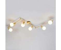 Lindby - Elaina - lampada led da soffitto a 6 luci, ottone - ottone, bianco opalino