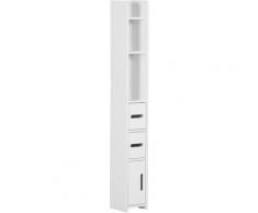 Colonna Bagno con Mensole e Armadietti, Mobile Alto Salvaspazio in Legno 15x17x120cm, Bianco