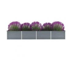 Vidaxl - Letto Rialzato Giardino in Acciaio Zincato 320x80x45 cm Grigio - Grigio