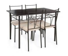 Set Tavolo e 4 sedie per Cucina/Sala da Pranzo, Struttura in Metallo e Biancheria