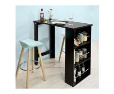 Penisola Cucina Tavolo Alto Bar tavolino colazione con 3 scomparti laterali Nero