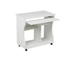 Yaheetech Scrivania Computer con Libreria per Cameretta Studio Ufficio Potra pc Mobile con 4 Ruote