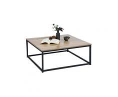 Moderno Tavolino da Salotto Caffè 80x80cm - Top in Legno di Quercia - Metallo verniciato Nero