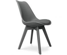 Sedia da Pranzo Denisse Stile Scandinavo Design Premium con cuscino Grigio scuro - pp, pp, Pelle