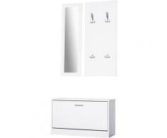 Mobile per Ingresso in Legno Set 3 Pezzi con Scarpiera, Appendiabiti e Specchio, 80x27x46.5cm