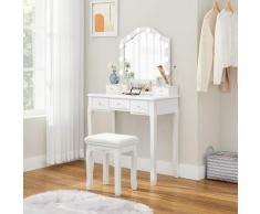 Songmics - vasagle Toeletta con 10 Lampadine Dimmerabili, Postazione Trucco, Sgabello Imbottito,