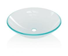 Lavabo da Appoggio Lavandino Bagno Rotondo Moderno in Vetro Temperato 42x14 cm - Trasparente