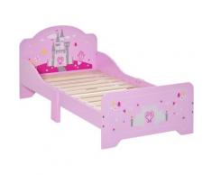 Homcom - Letto per Bambini da 3-6 anni con Sponde di Sicurezza in Legno - Rosa