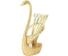 Cigno Set di Posate per Caffè Dessert Cucchiaio di Frutta Dessert Decorazione Tavola (Oro)