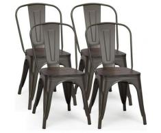 Costway - Set di 4 sedie in Metallo, Sedia da Cucina e da Sala da Pranzo, Sgabello di Metallo