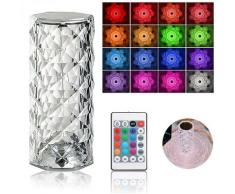 Lampada da tavolo in cristallo diamantato, 16 colori Lampada da comodino con ricarica usb Touch
