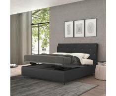 Talamo Italia Letto contenitore piazza e mezza Strauss, Made in Italy, Struttura in ecopelle