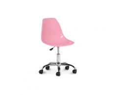 Sedia da ufficio girevole con rotelle - Denisse Rosa - Acciaio, pp, Nylon - Rosa