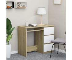 Scrivania Mobile PC in Legno con 3 Cassetti Scrivania Ufficio Cameretta vari colori colore : Bianca
