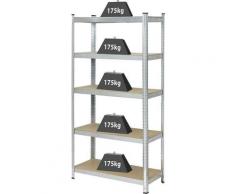 Toolcraft - KCT20C Scaffale per carichi pesanti 175 kg (L x A x P) 90 x 180 x 40 cm MDF Argento,