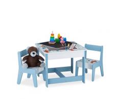 Tavolino da Bambini con Motivo di Cani, Set di Tavolo da Gioco con 2 Sedie, Bimbi e Bimbe, in mdf,