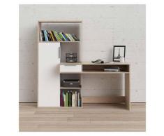 Scrivania bianca rovere con libreria LORENA Gihome® pc computer ufficio studio
