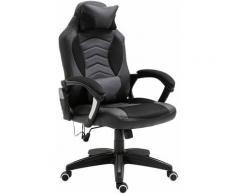 Homcom - Sedia Gaming Massaggiante e Riscaldante Nero