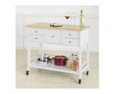 Tavolo consolle credenza con Ruote Penisola Cucina L97*A87*P45cm, in Legno, Bianco,FKW80-WN - Sobuy