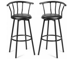 Sgabello Alto con Poggiapiedi, Set di 2 Sedie da Bar, Sedia Design Ergonomico, 101,5 x 56 x 55 cm