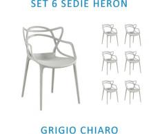 SEDIA IN POLIPROPILENE SET da 6 sedie GRIGIO CHIARO design moderno sala da pranzo soggiorno cucina