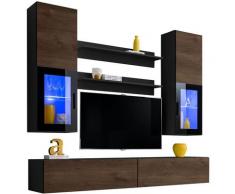 Extreme Furniture - Parete Attrezzata Sky, (LxAxP): 200 x ~195 x 41, Carcassa in Nero Opaco,