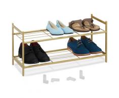 Scarpiera da ingresso, 2 Ripiani in Acciaio, 6 Scarpe, Scaffale Portascarpe Impilabile, 33,5x70x26