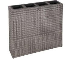 Vidaxl - Letto Rialzato da Giardino con 4 Vasi in Polyrattan Grigio Grigio