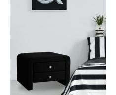 Wembley nero: comodino in similpelle nero con 2 cassetti