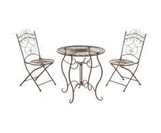 Set da Giardino Tavolo + 2 Sedie marrone antico