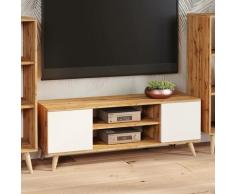 Mobile porta tv con 2 ante e 1 ripiano centrale, Credenza con piedini, Buffet da soggiorno in stile
