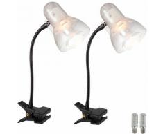 Set di 2 faretti a morsetto a LED, lampade da tavolo, luci a braccio flexo, luci da lettura per