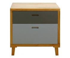 Rebecca Mobili Comodino Moderno 2 Cassetti Legno Marrone Grigio 58x60x45