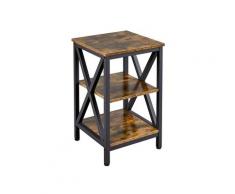 Yaheetech Tavolino Laterale 40 x 40 x 62 cm, Comodino Industriale Struttura a X, Tavolino Lato in