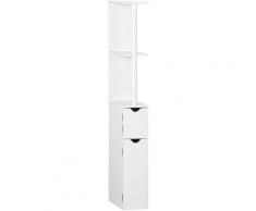 Kleankin - Colonna Bagno con 2 Ripiani e 2 Armadietti, Mobile Alto Salvaspazio 15.2x29.8x118cm,