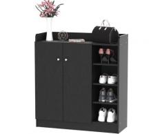Scarpiera in Legno Armadio Entrata Corridoio con 2 Ante 3 Ripiani 83 x 30 x 90 cm Nero - Homcom