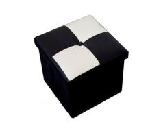 Puff Sgabello Baule Bianco Nero Cubo Design Moderno 30x30x30