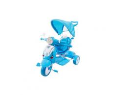 Vespa scooter blu per bambino con parasole e suoni. Triciclo passeggino bimbo a pedali per bambini
