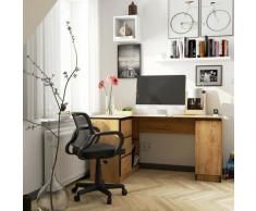 Scrivania Moderna, Scrivania Ufficio Angolare con 3 Cassetti 1 Anta 155x77x85 - Colore: Oak