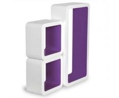 Set 3 Mensole da Muro a Cubo Scaffale Parete Design Moderno Vari Colori colore: Viola
