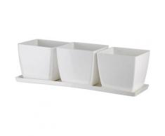 Set 'Trio Santiago' vasi in resina per fiori e piante da esterno e giardino -Bianco