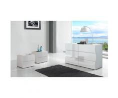 Set Completo Comò e Comodini, bianco lucido, linea onda