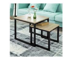 Sobuy - Set tavolini Soggiorno Tavolinetto da Salotto L50*P50*A50cm,Legno FBT42-N