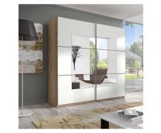 Garnero Arredamenti - Armadio ante scorrevoli LOGAN Gihome ® 180 cm san remo oak/bianco con specchio