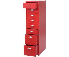 Cassettiera armadietto per Ufficio Boston con Ruote e 8 cassetti vari colori colore : rosso