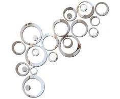 24PCS / Set Adesivo specchio rotondo 3D Adesivi murali specchio acrilico Decorazioni per la casa