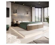 Garnero Arredamenti - Letto matrimoniale contenitore CAMILLA 160x200 visone comodini moderna design